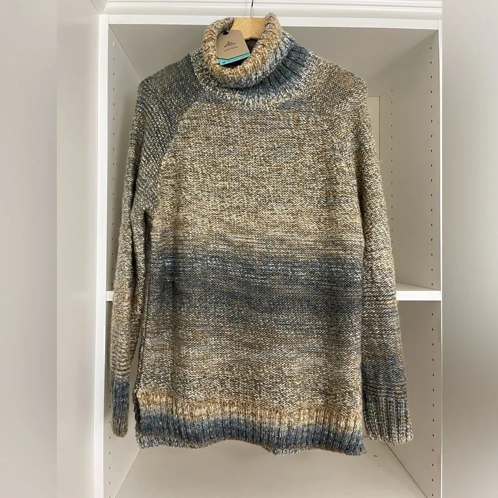 NWT Prana Women's Multi Autum Rein Turtleneck Tunic Sweater Size M Danish Blue